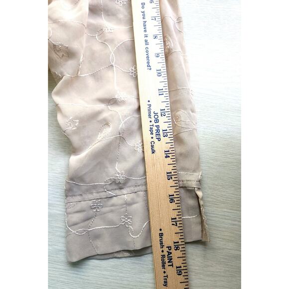 TOP/BLOUSE-WHITE STAG-Tan-Sheer-Button Up-Embroidery-3/4 Sleeves-Size Plus 16 W - Picture 11 of 16